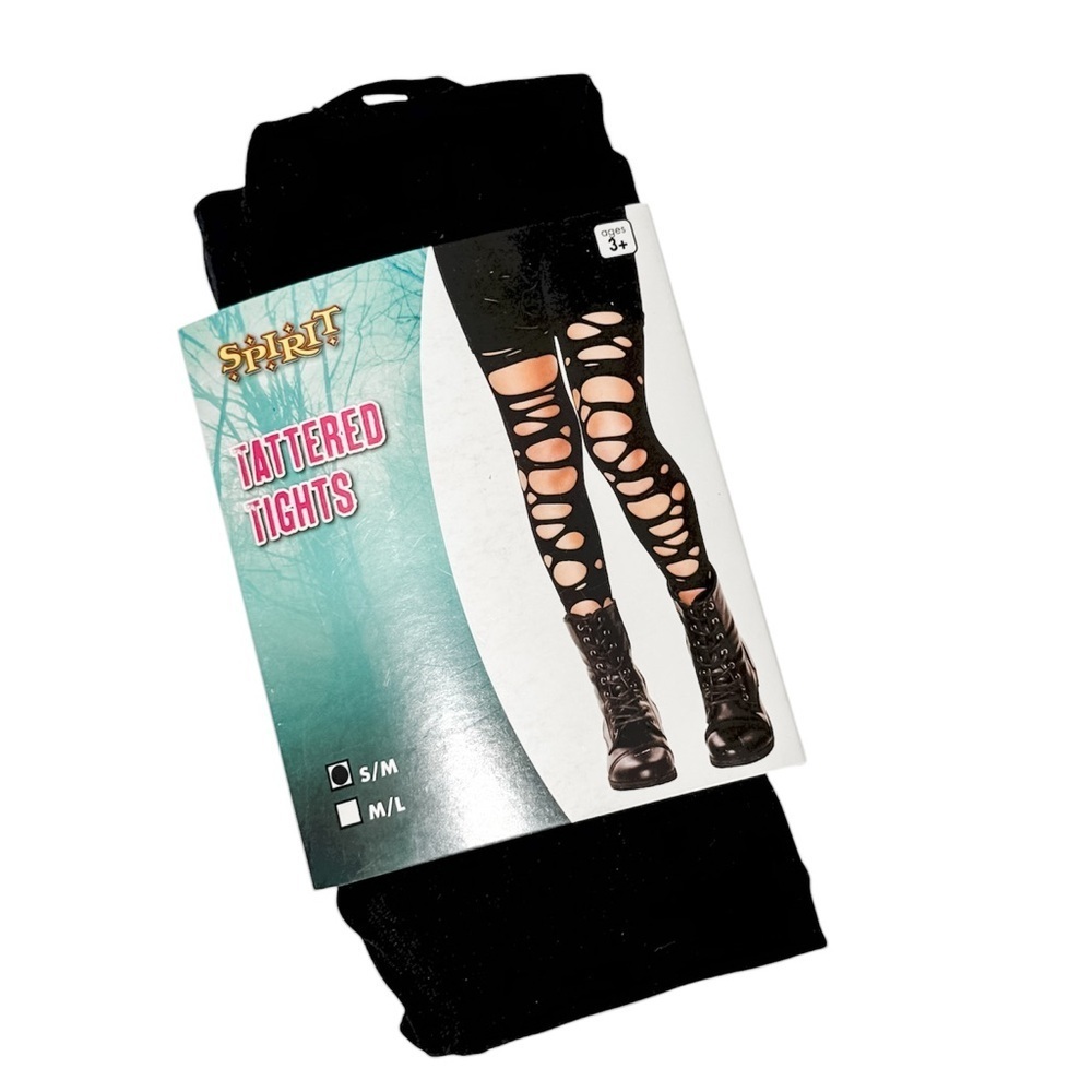 Spirit Black Tattered Tights Kids Size S/M in Blk